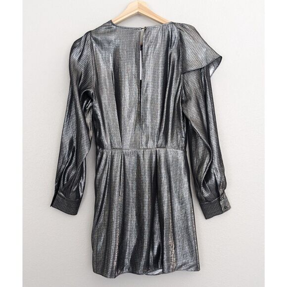 NWT IRO Kinao Silk Mini Dress Silver & Metallic Black Size US 2 France 36 $695 - Picture 5 of 10